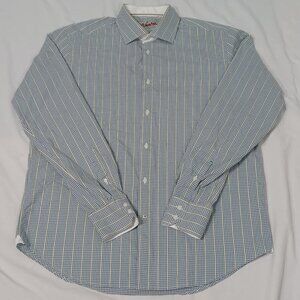 Robert Graham Mens 16.5 Dress Shirt Long Sleeve Check Flip Cuff Contrast Cotton